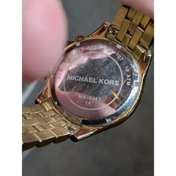 Michael Kors Woman’s MK5347 Gold Watch Round Brilliant Crystal Rhinestone Bezel